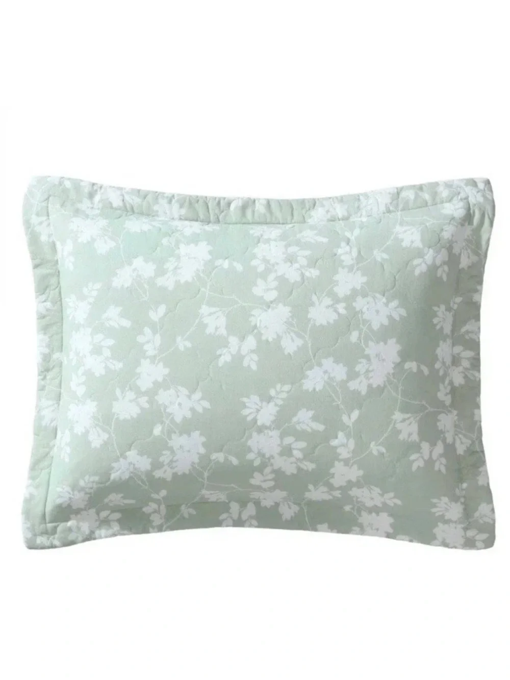 Laura Ashley Adorabelle Silhouette Green Twin Reversible Cotton Quilt Set 2pc